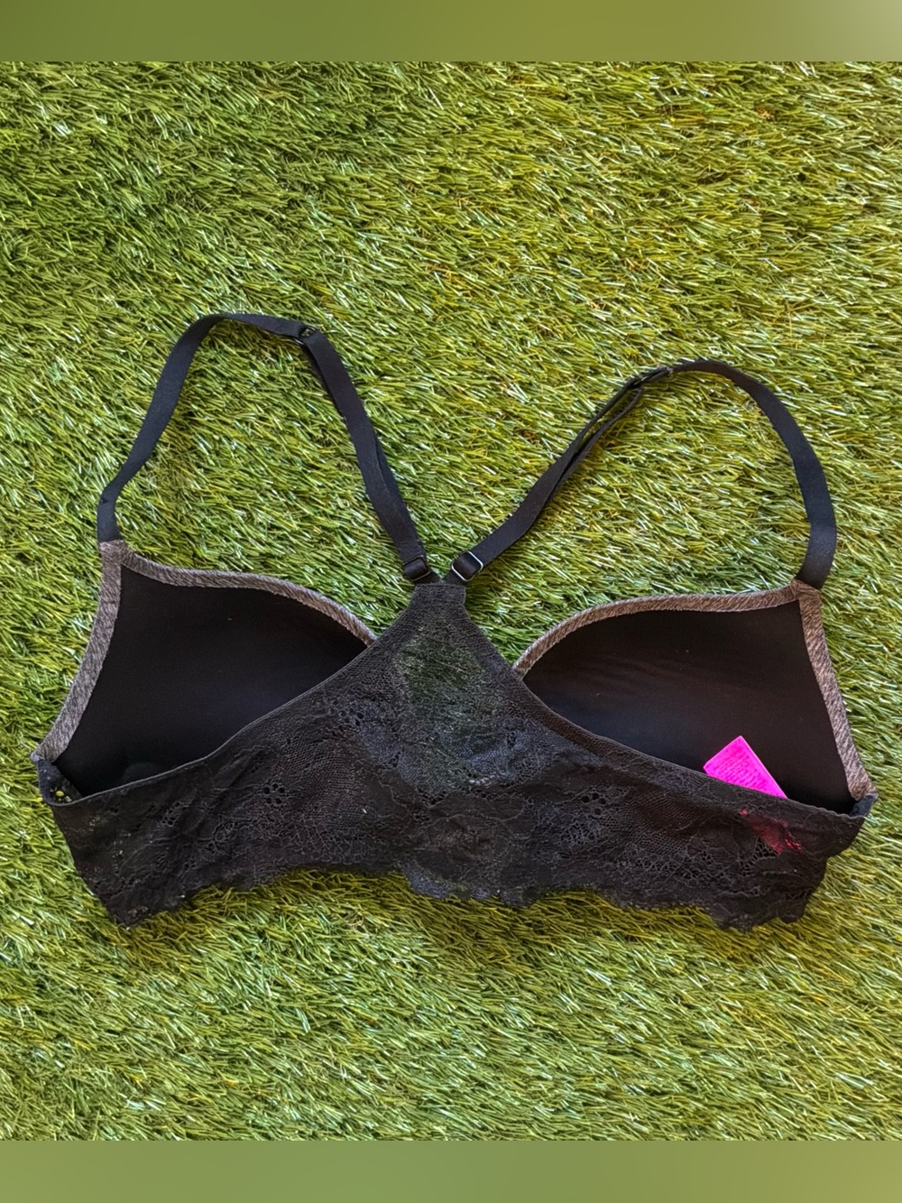 La Senza Body Kiss Black Grey Lace Racerback Push-Up Bra Size 32C - Picture 2 of 2
